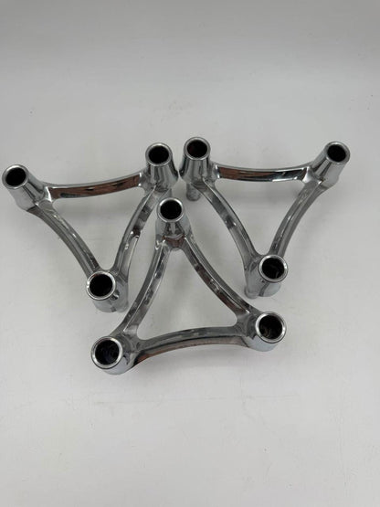 Set von 3 Vintage Kerzenhalter Chrom, modular, Mid-Century Modern