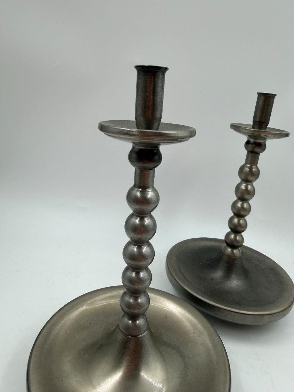 Set von 2 Vintage Kerzenständer "Bobbin" aus Chromstahl, Mid-Century