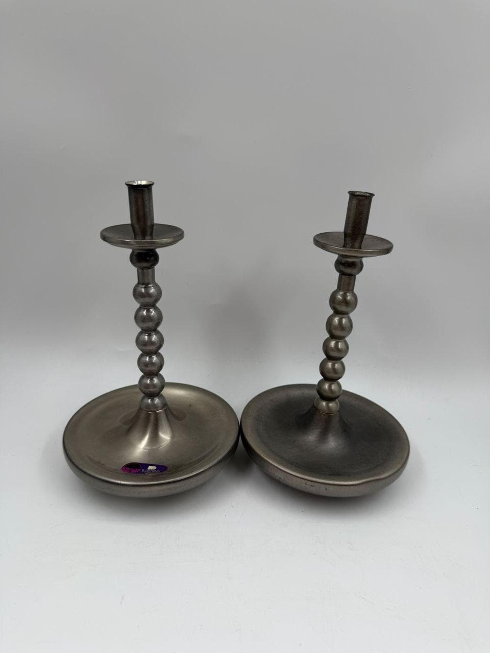 Set von 2 Vintage Kerzenständer "Bobbin" aus Chromstahl, Mid-Century