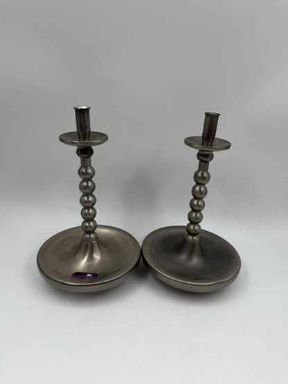 Set von 2 Vintage Kerzenständer "Bobbin" aus Chromstahl, Mid-Century