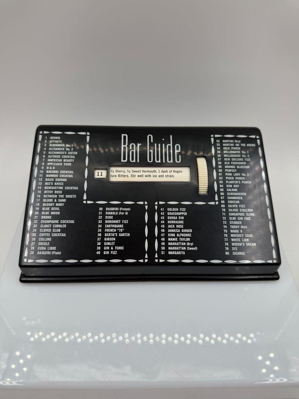 Vintage Bar Guide Cocktail-Rezept-Finder, Schwarzer Kunststoff Scroll-Wheel Barwerkzeug