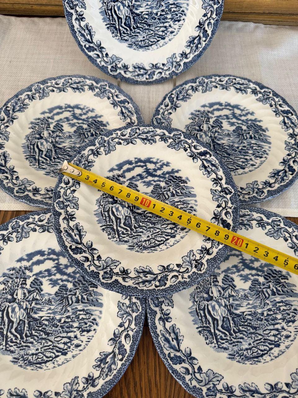 Vintage Kaffeeservice Blau-Weiß Transferware Cottage-Szene