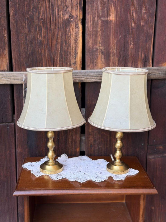 Set von 2 Vintage Tischlampe von Bankamp, Messing mit cremefarbenem Schirm