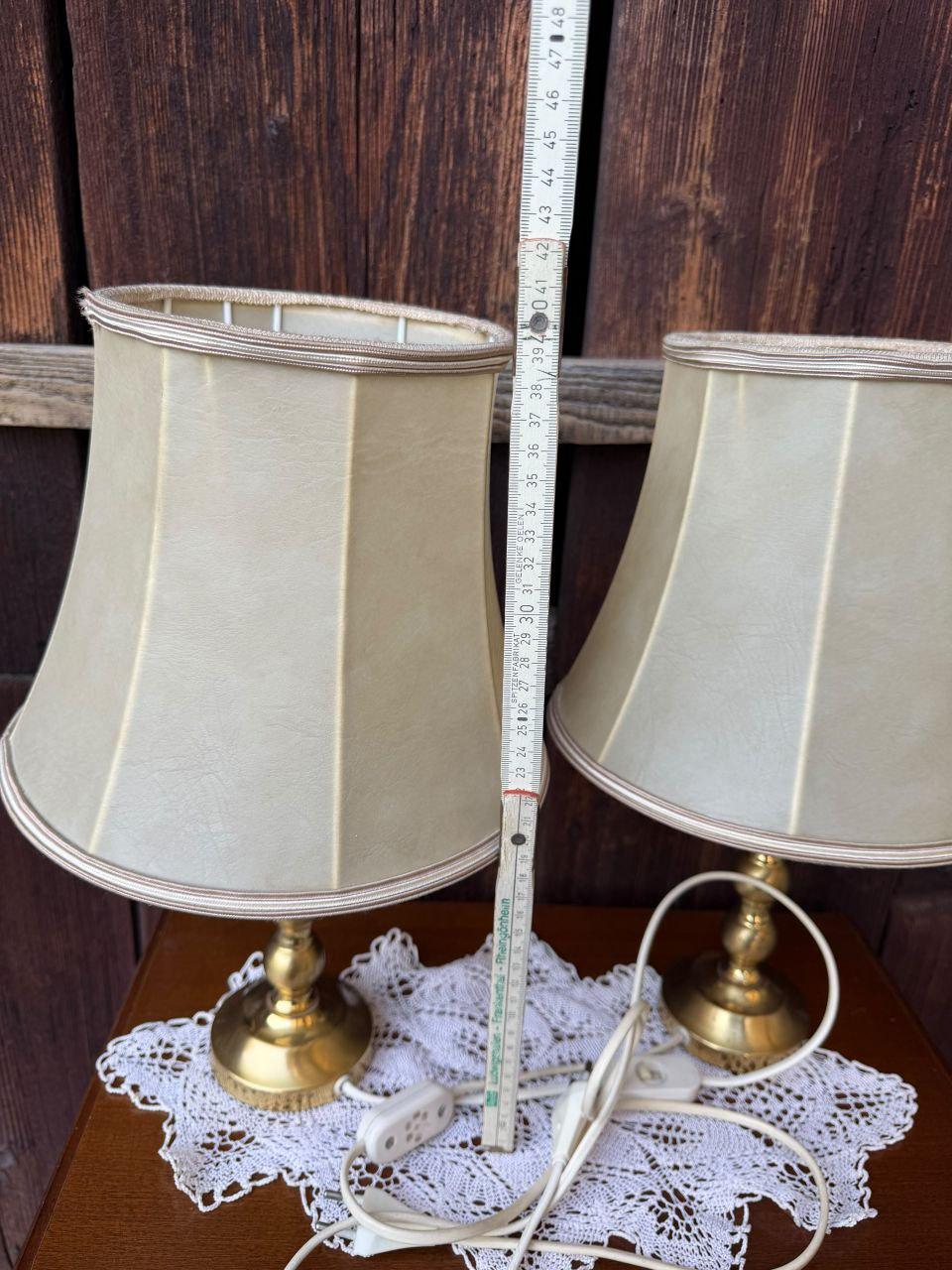 Set von 2 Vintage Tischlampe von Bankamp, Messing mit cremefarbenem Schirm