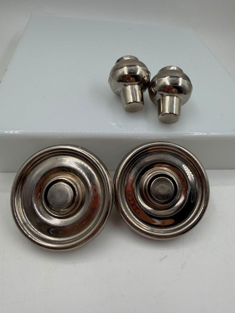 Set von 2 Vintage Kerzenhalter versilbert Stecksystem