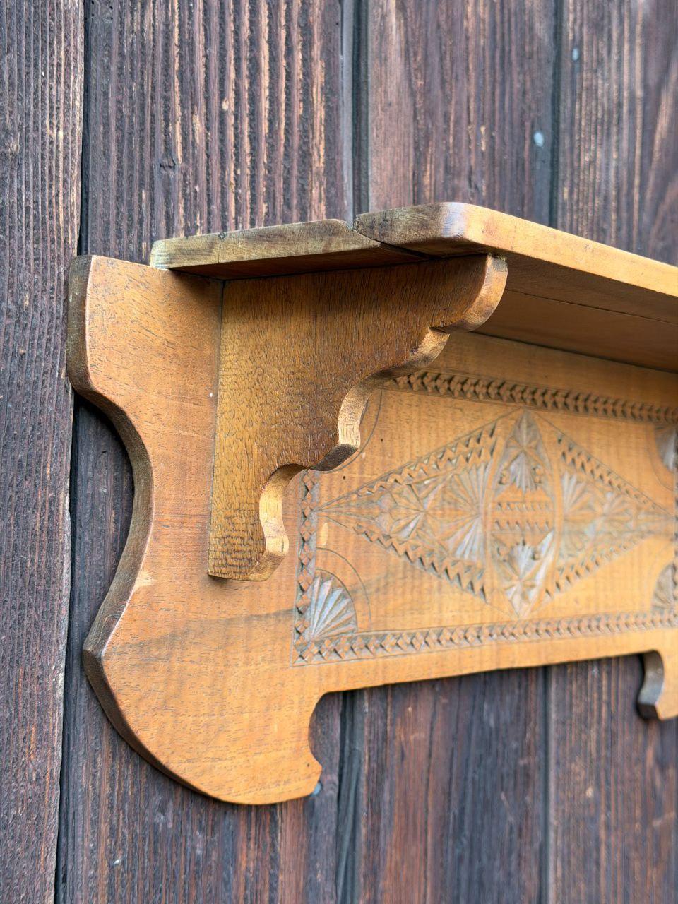 Vintage Wandregal handgeschnitzt, Folk Art Holz