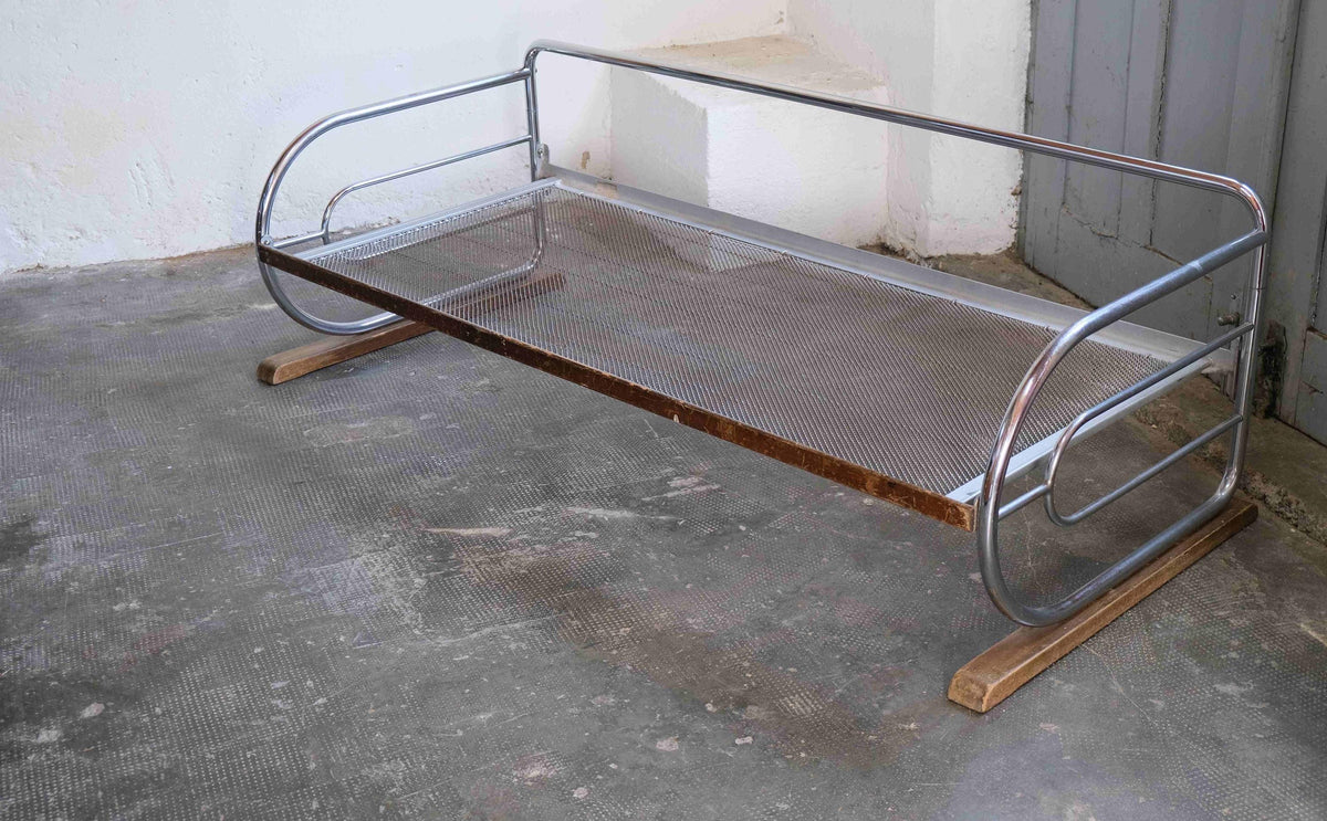Vintage Bauhaus Daybed-Gestell aus verchromtem Stahlrohr