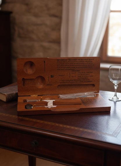 Vintage Alkoholmeter Thermometer Set in Holzkasten