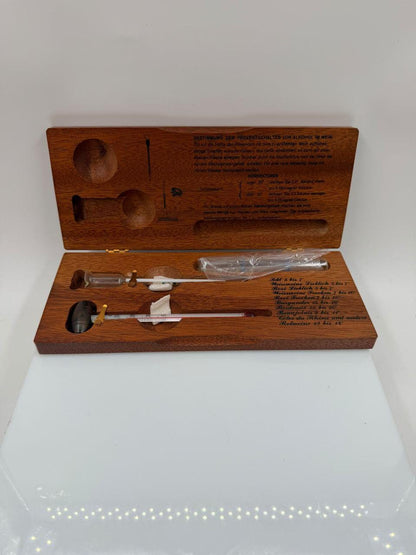 Vintage Alkoholmeter Thermometer Set in Holzkasten