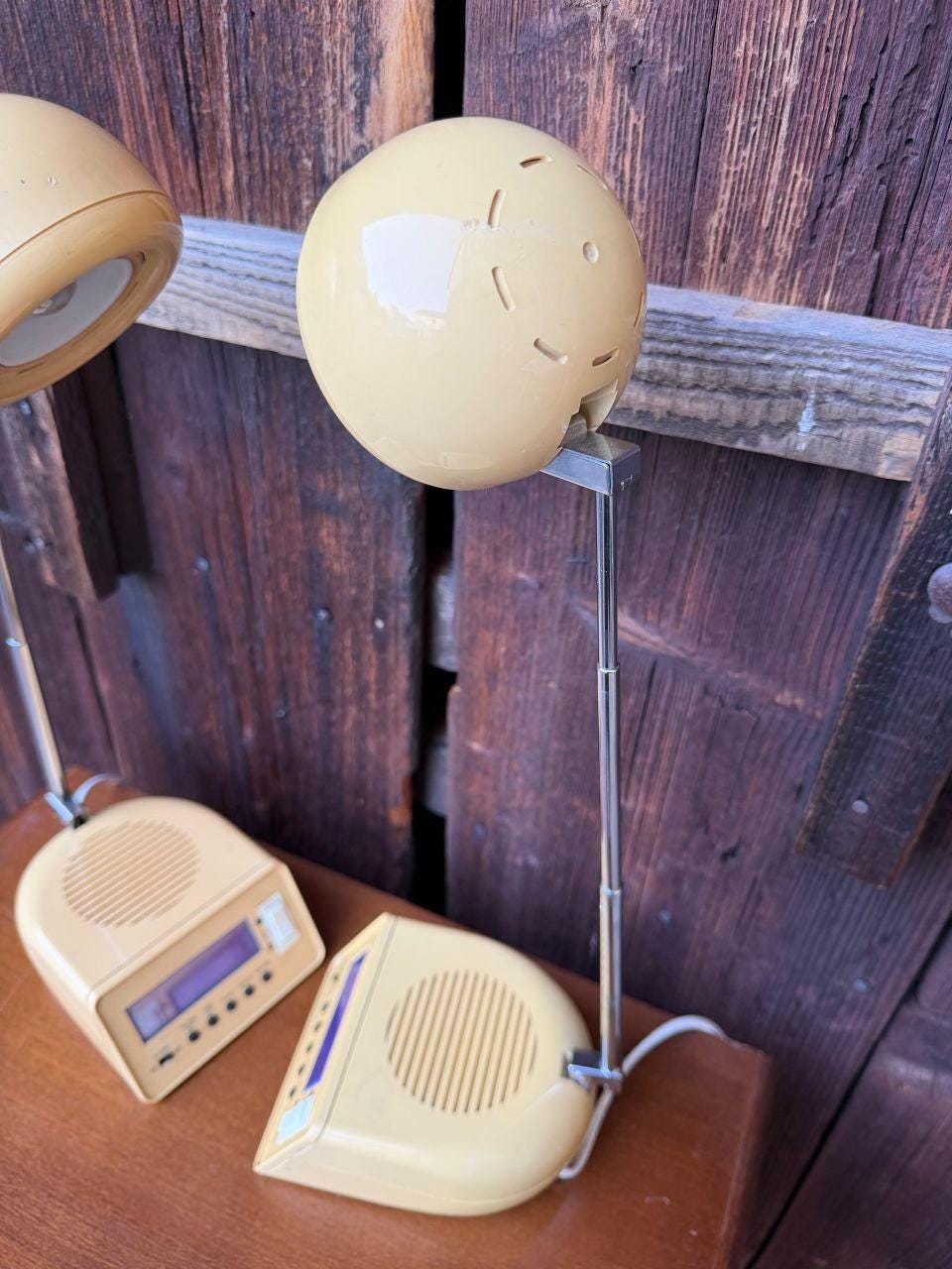 Set von 2 Vintage Tischlampe mit Wecker-Radio, Space Age Design