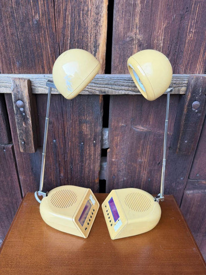 Set von 2 Vintage Tischlampe mit Wecker-Radio, Space Age Design