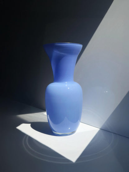 Vintage Opalglas-Vase in Blau, Italien, 35 cm