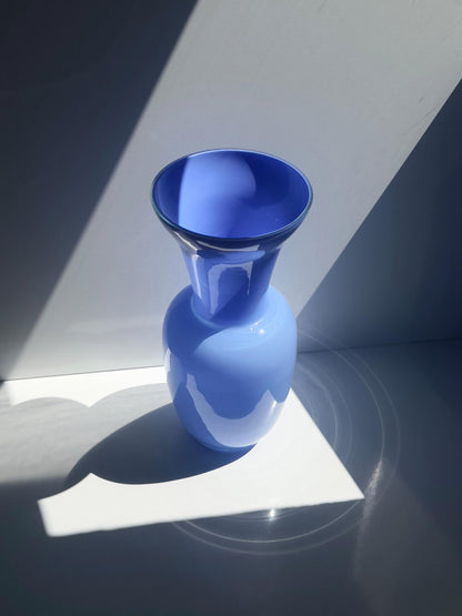 Vintage Opalglas-Vase in Blau, Italien, 35 cm