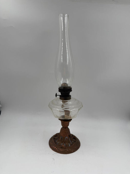 Vintage Öllampe Jugendstil aus Gusseisen und Glas