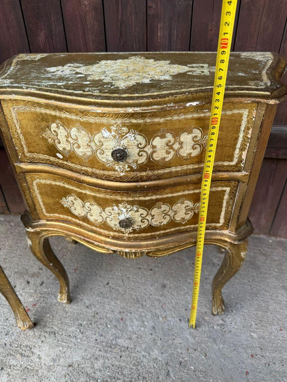 Set von 2 Vintage Nachttische Florentiner Barock, vergoldet