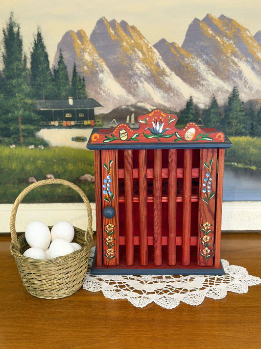 Vintage Eierschrank Landhausstil mit Blumenmalerei