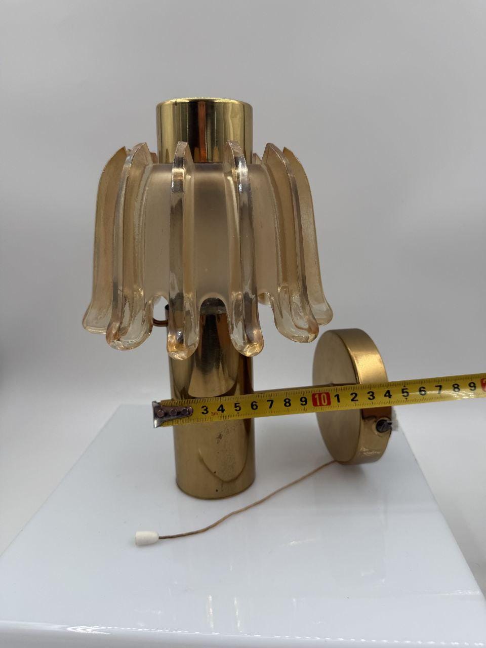 Vintage Wandlampe Messing mit Muranoglas-Schirm