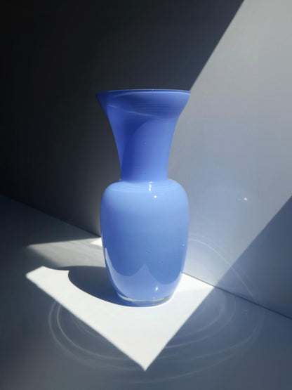 Vintage Opalglas-Vase in Blau, Italien, 35 cm