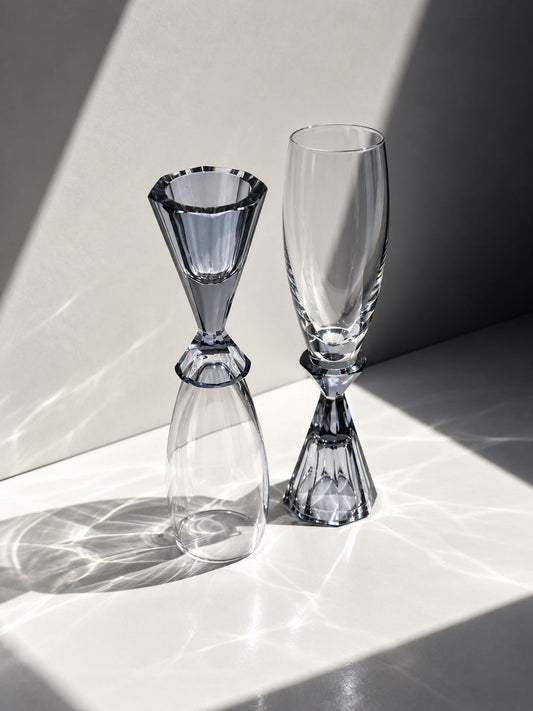 Set von 10 Vintage Sektgläser Kristall Violett, Art Deco Revival Italien