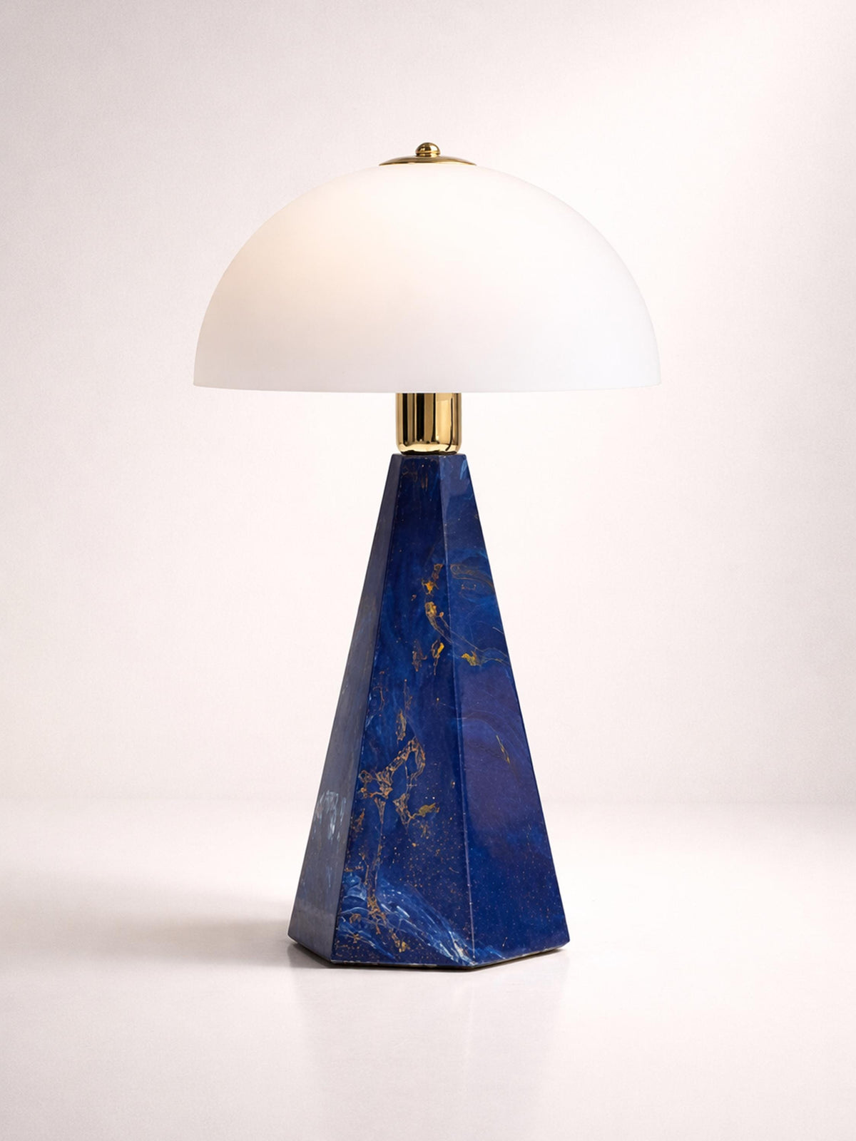 Set von 2 Vintage Tischlampen "Prisma" aus Marmor und Opalglas