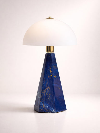 Set von 2 Vintage Tischlampen "Prisma" aus Marmor und Opalglas