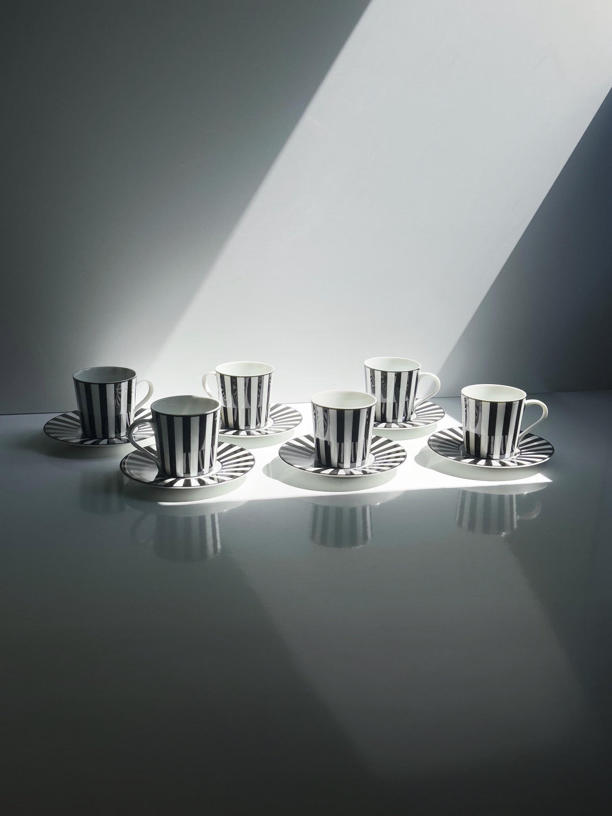Set von 6 Vintage Espressotassen "Chopin" von Mique für SPAL, Schwarz-Weiß