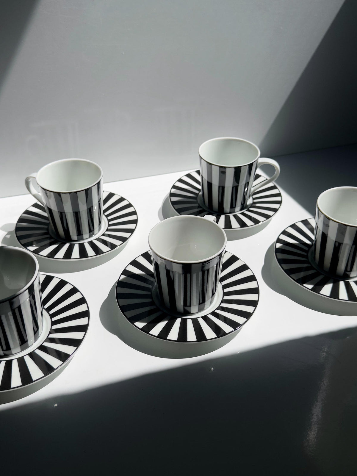 Set von 6 Vintage Espressotassen "Chopin" von Mique für SPAL, Schwarz-Weiß