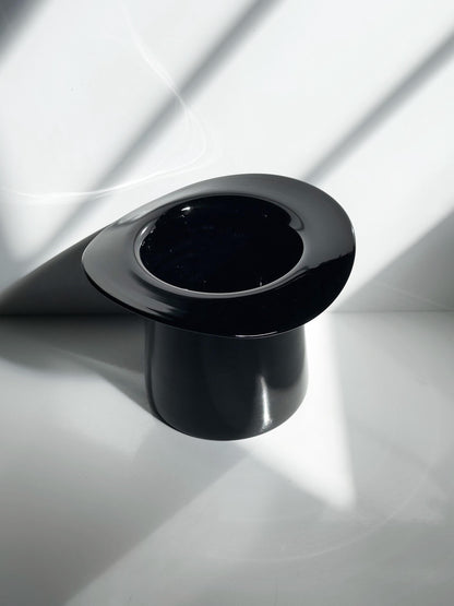 Vintage Glasvase Zylinderform Schwarz, Postmodern / Art Deco Revival