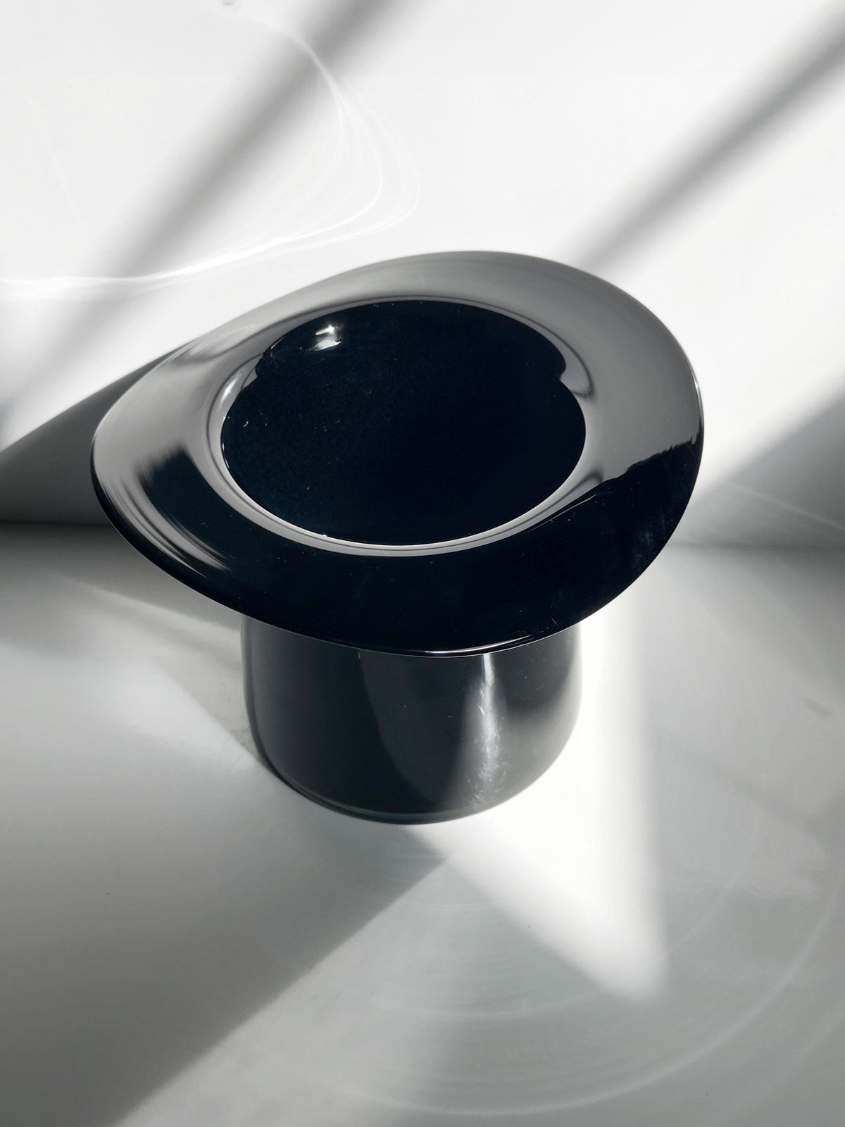 Vintage Glasvase Zylinderform Schwarz, Postmodern / Art Deco Revival