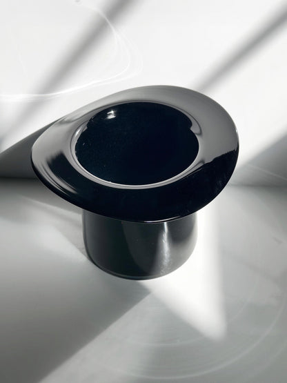 Vintage Glasvase Zylinderform Schwarz, Postmodern / Art Deco Revival