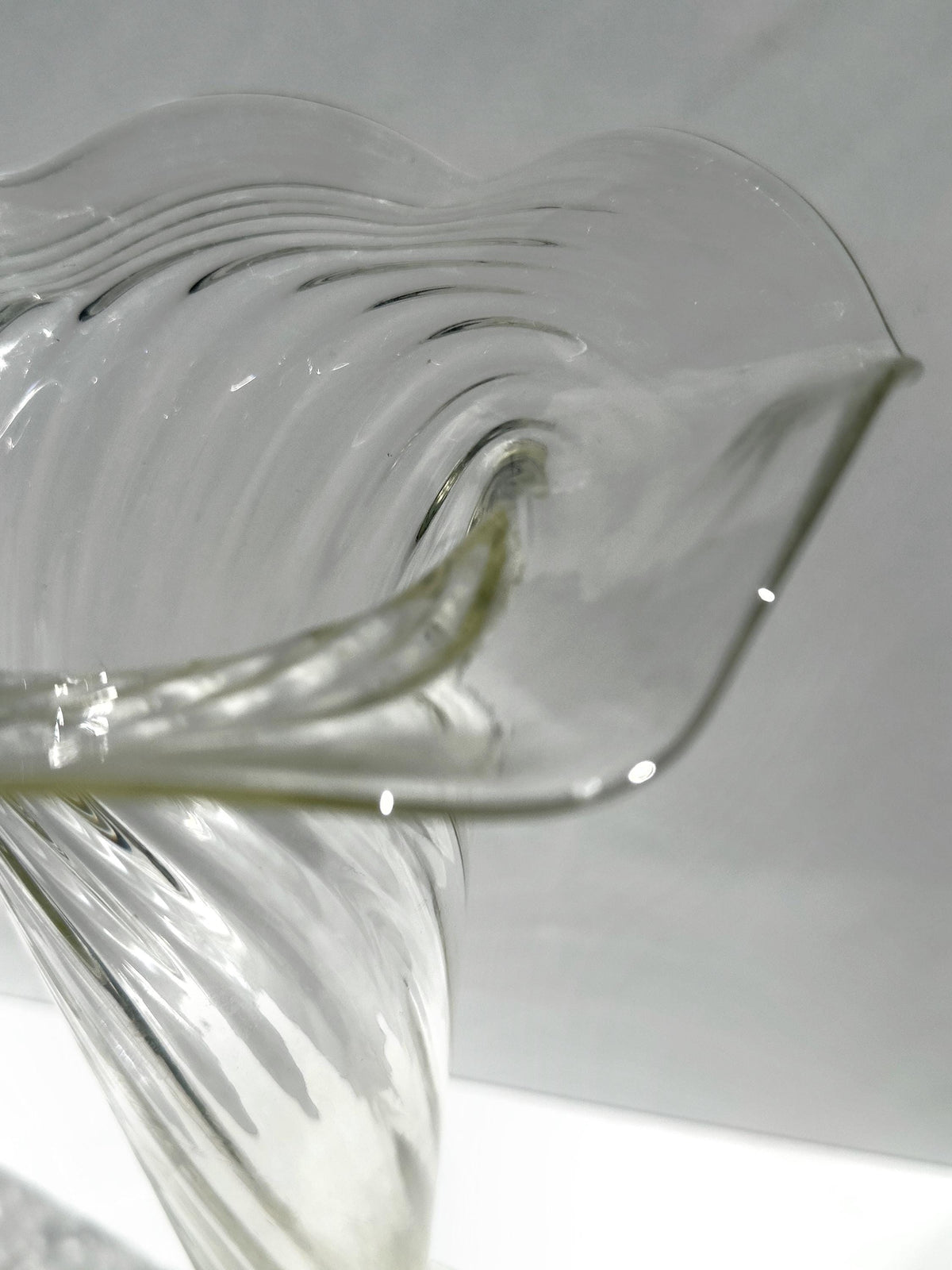 Große Vintage Glasvase mit Swirl-Dekor, mundgeblasen, 1960er/70er Jahre