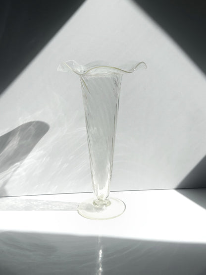 Große Vintage Glasvase mit Swirl-Dekor, mundgeblasen, 1960er/70er Jahre