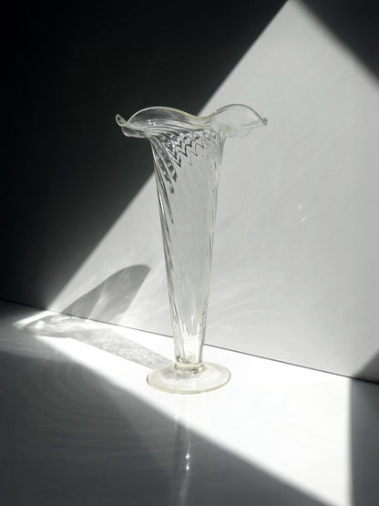 Große Vintage Glasvase mit Swirl-Dekor, mundgeblasen, 1960er/70er Jahre
