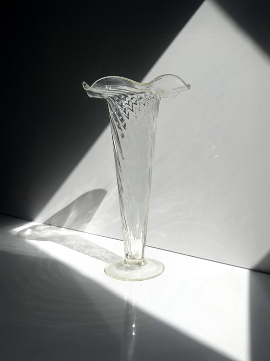 Große Vintage Glasvase mit Swirl-Dekor, mundgeblasen, 1960er/70er Jahre