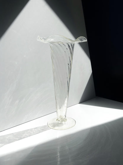 Große Vintage Glasvase mit Swirl-Dekor, mundgeblasen, 1960er/70er Jahre