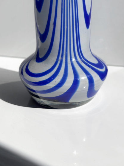 Vintage Vase von Carlo Moretti, kobaltblau-weiß, Italien 1970er