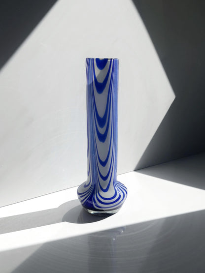 Vintage Vase von Carlo Moretti, kobaltblau-weiß, Italien 1970er