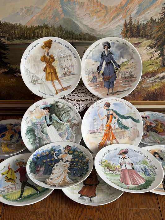 Vintage Wandteller Set "Les Femmes du Siècle" von François Ganeau für D'Arceau-Limoges
