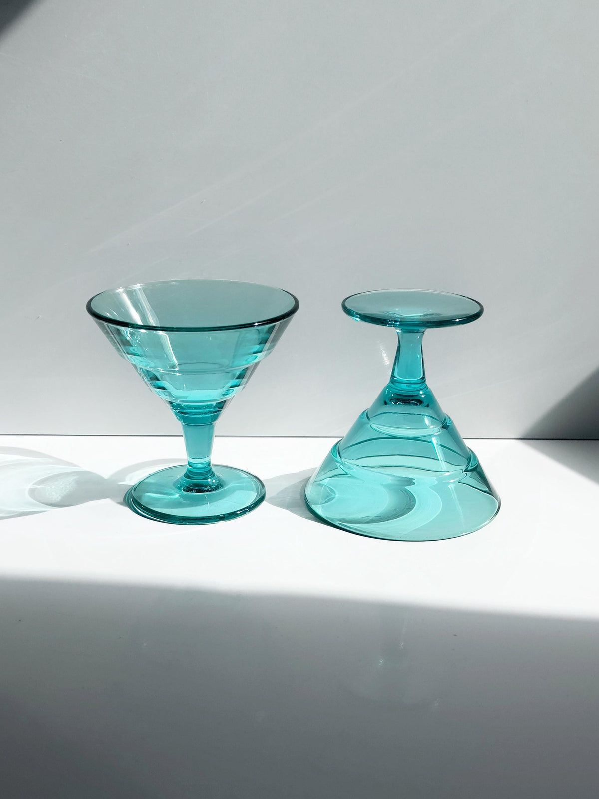 Set von 5 Vintage Dessertschalen aus Türkisglas, Italien 1980er