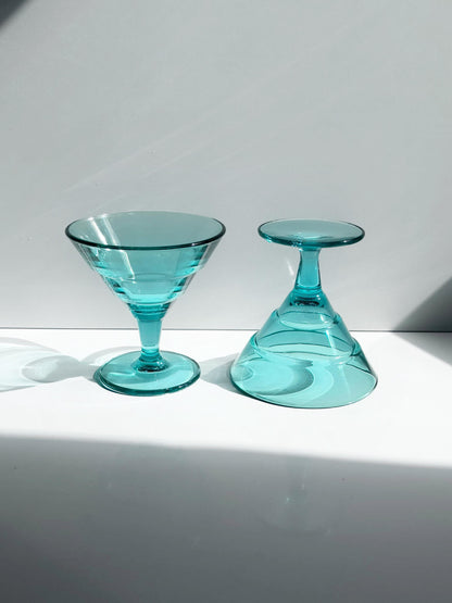 Set von 5 Vintage Dessertschalen aus Türkisglas, Italien 1980er