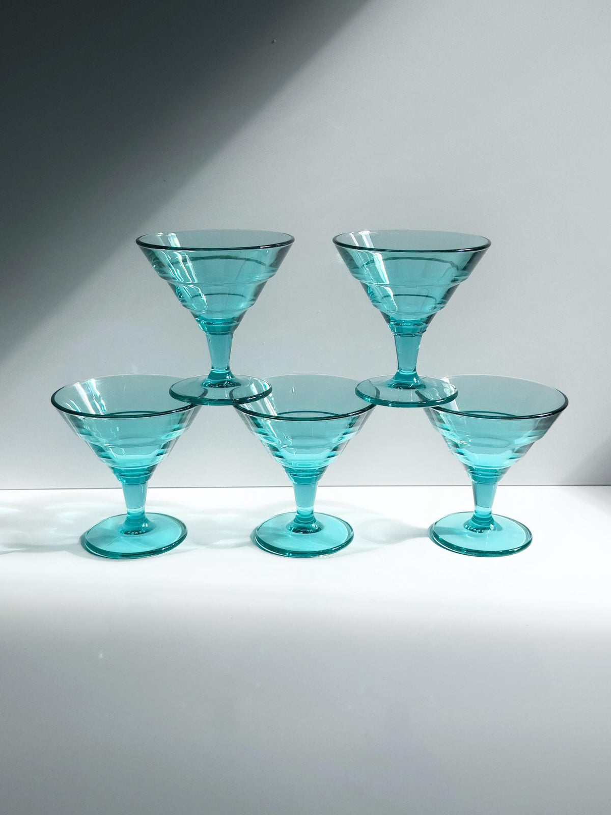 Set von 5 Vintage Dessertschalen aus Türkisglas, Italien 1980er