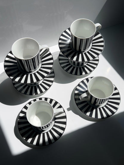 Set von 6 Vintage Espressotassen "Chopin" von Mique für SPAL, Schwarz-Weiß