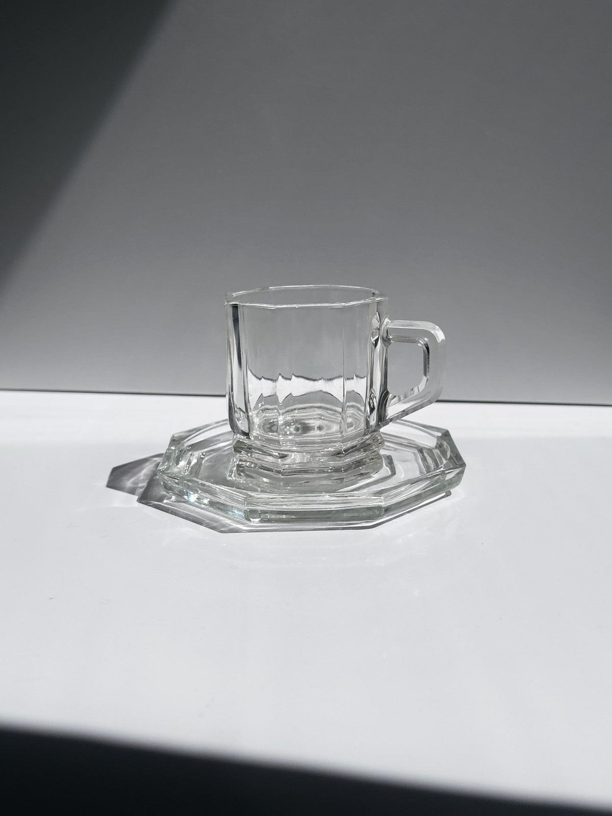 Set von 6 Vintage Glas-Espressotassen mit Untertassen, Italien 1980er/90er