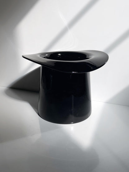 Vintage Glasvase Zylinderform Schwarz, Postmodern / Art Deco Revival