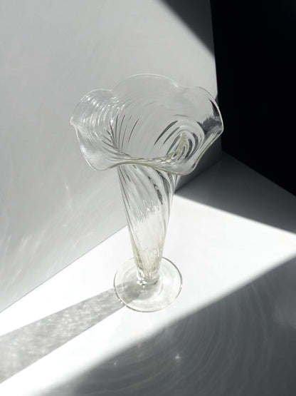 Große Vintage Glasvase mit Swirl-Dekor, mundgeblasen, 1960er/70er Jahre