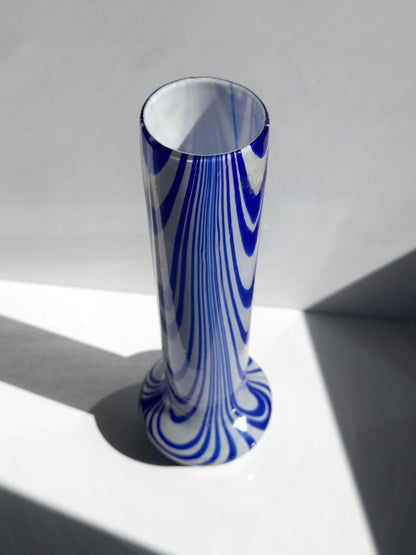 Vintage Vase von Carlo Moretti, kobaltblau-weiß, Italien 1970er