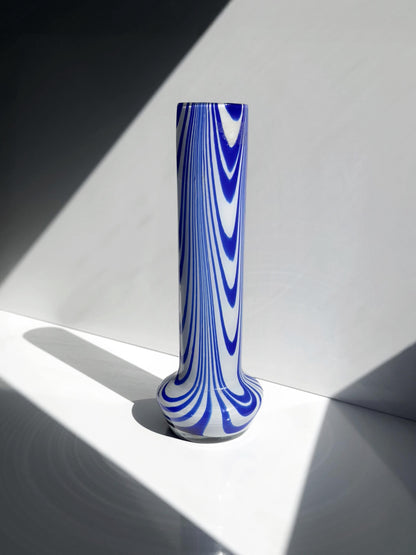 Vintage Vase von Carlo Moretti, kobaltblau-weiß, Italien 1970er