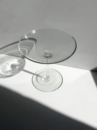 Vintage Glas Fußschale, mundgeblasenes Klarglas Tazza