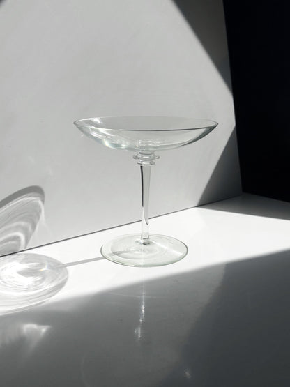 Vintage Glas Fußschale, mundgeblasenes Klarglas Tazza