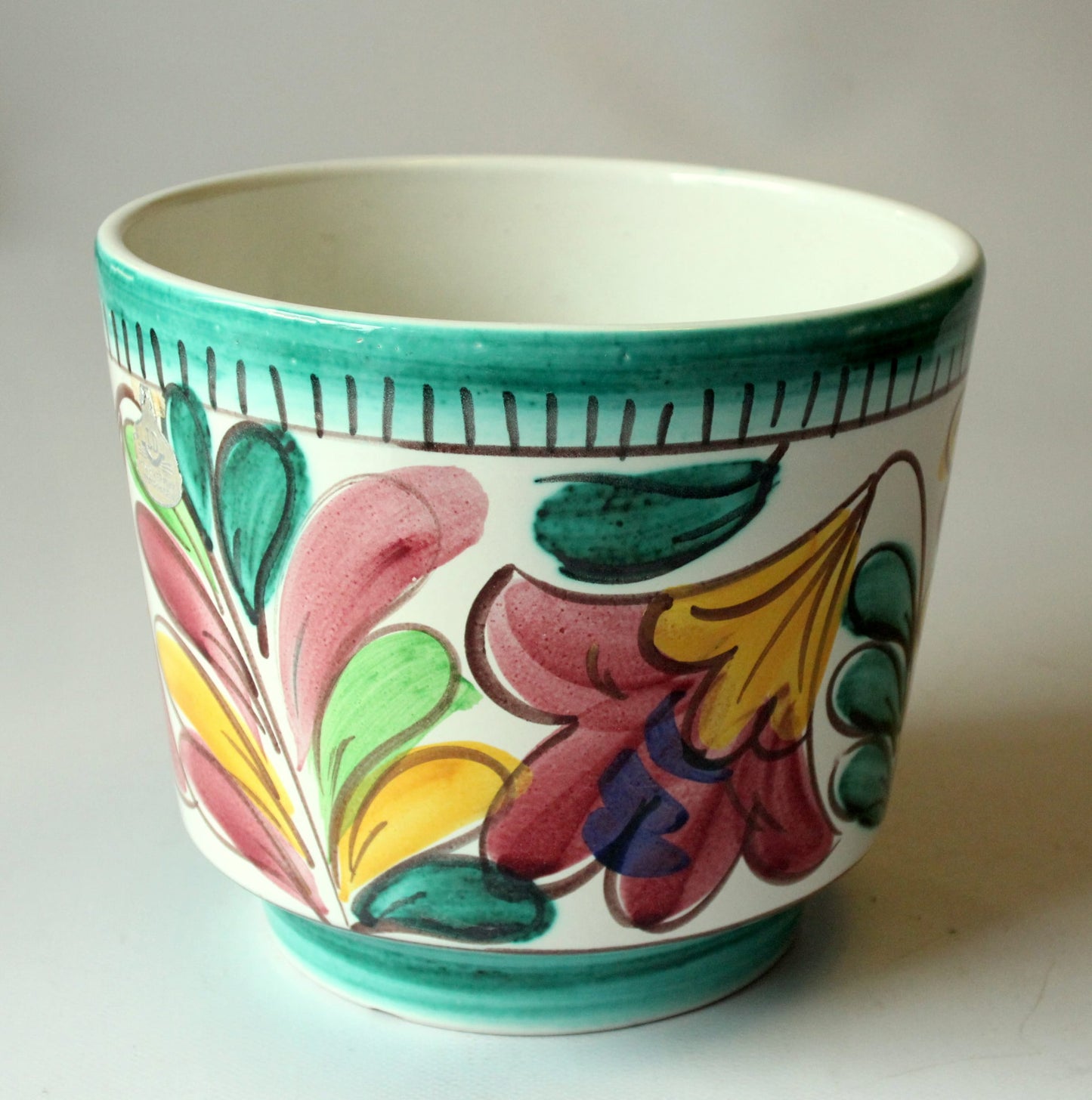 Vintage Blumentopf Weser Keramik Veckerhagen mit floralen Motiven